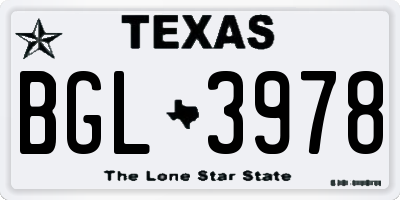 TX license plate BGL3978
