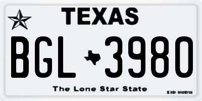 TX license plate BGL3980