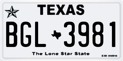 TX license plate BGL3981