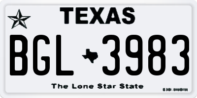 TX license plate BGL3983