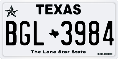 TX license plate BGL3984