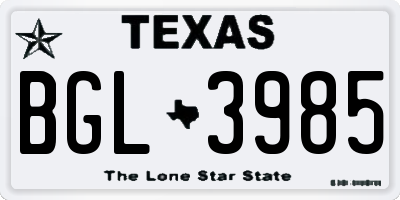 TX license plate BGL3985