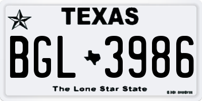 TX license plate BGL3986