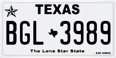 TX license plate BGL3989