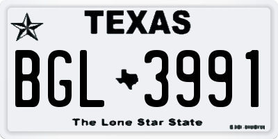 TX license plate BGL3991