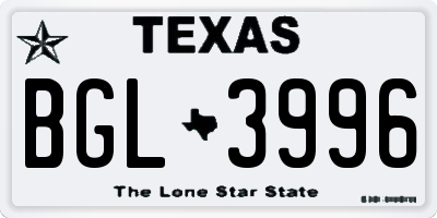 TX license plate BGL3996