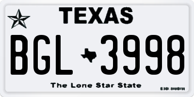 TX license plate BGL3998