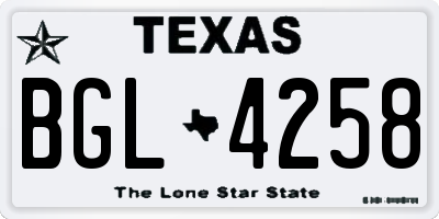 TX license plate BGL4258