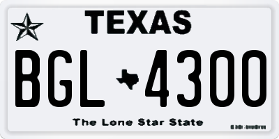 TX license plate BGL4300