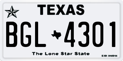 TX license plate BGL4301