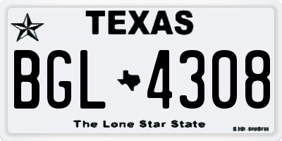 TX license plate BGL4308