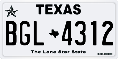 TX license plate BGL4312