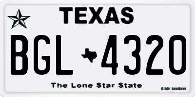 TX license plate BGL4320