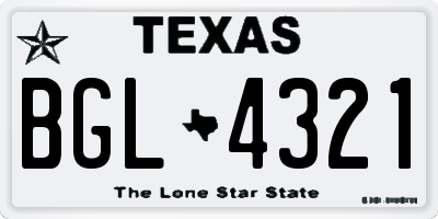 TX license plate BGL4321