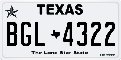 TX license plate BGL4322