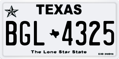 TX license plate BGL4325