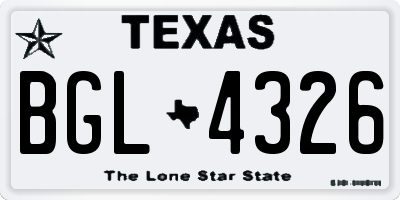 TX license plate BGL4326
