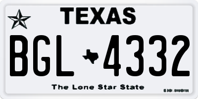 TX license plate BGL4332