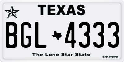 TX license plate BGL4333