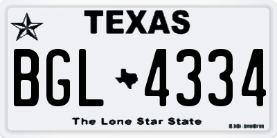 TX license plate BGL4334