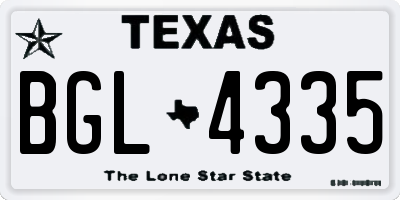 TX license plate BGL4335