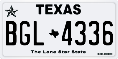 TX license plate BGL4336