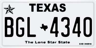 TX license plate BGL4340