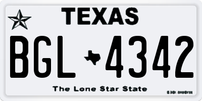 TX license plate BGL4342