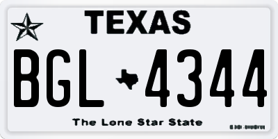 TX license plate BGL4344