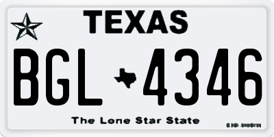 TX license plate BGL4346
