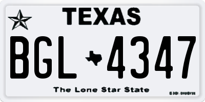 TX license plate BGL4347