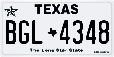 TX license plate BGL4348