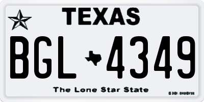 TX license plate BGL4349