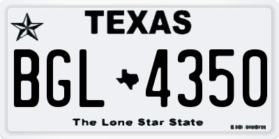 TX license plate BGL4350