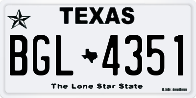 TX license plate BGL4351