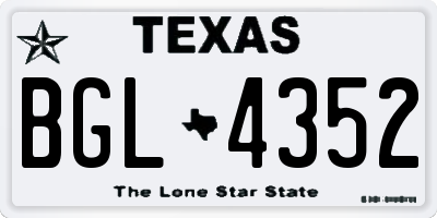 TX license plate BGL4352