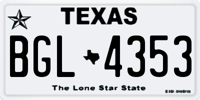 TX license plate BGL4353