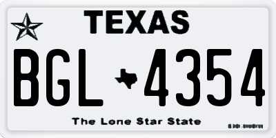 TX license plate BGL4354