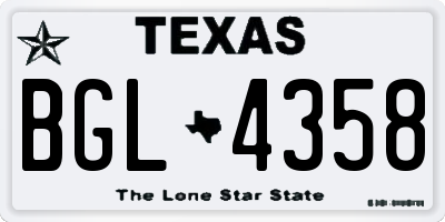 TX license plate BGL4358