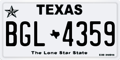 TX license plate BGL4359