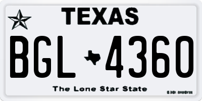 TX license plate BGL4360