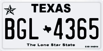 TX license plate BGL4365