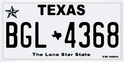 TX license plate BGL4368
