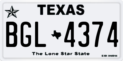TX license plate BGL4374