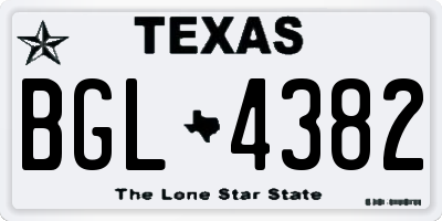TX license plate BGL4382