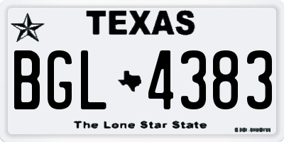 TX license plate BGL4383