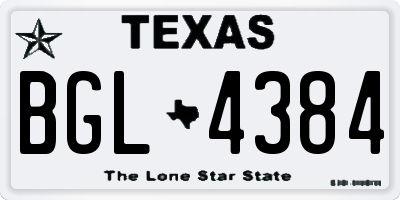TX license plate BGL4384