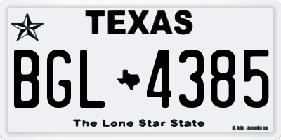 TX license plate BGL4385