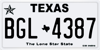 TX license plate BGL4387
