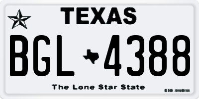 TX license plate BGL4388